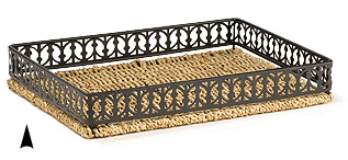 Seagrass Tray w Metal Rim